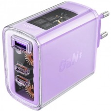 Сетевое зарядное устройство 1USB 2Type-C 65W 3.6A Gan A45 Fast Charger Purple Acefast