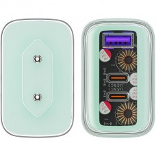 Сетевое зарядное устройство 1USB 2Type-C 65W 3.6A Gan A45 Fast Charger Turquoise Acefast