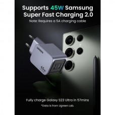 Сетевое зарядное устройство 2Type-C 45W Gan Nexode Pro X707 Ugreen Grey