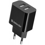 Сетевое зарядное устройство 2USB 12W 2.1A UPC-21 + кабель microUSB Black Defender