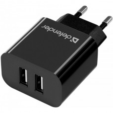 Сетевое зарядное устройство 2USB 12W 2.1A UPC-21 + кабель microUSB Black Defender