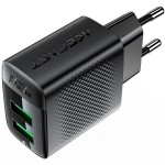 Сетевое зарядное устройство 2USB 12W 2.4A A86 Black Acefast Сетевое зарядное устройство 2USB 12W 2.4A A86 Black Acefast