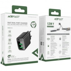Сетевое зарядное устройство 2USB 12W 2.4A A86 Black Acefast