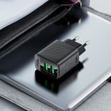 Сетевое зарядное устройство 2USB 12W 2.4A A86 Black Acefast
