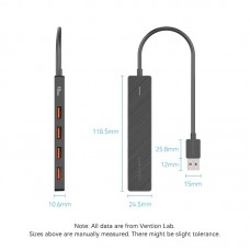 USB HUB Vention 5 в 1 Type-C-USB 4USB 1Type-C 3.2 Gen2 2A 10Gbps 0.15m Black (CHOBB)