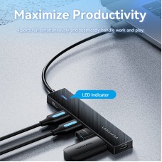 USB HUB Vention 5 в 1 Type-C-USB 4USB 1Type-C 3.2 Gen2 2A 10Gbps 0.15m Black (CHOBB)