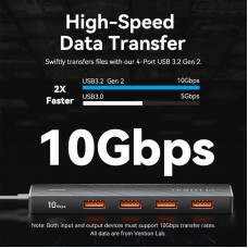 USB HUB Vention 5 в 1 Type-C-USB 4USB 1Type-C 3.2 Gen2 2A 10Gbps 0.15m Black (CHOBB)