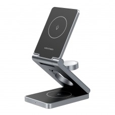 Безпроводное зарядное устройство Vention 15W 3-in-1 Magnetic Wireless Gray