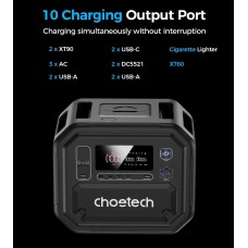 Зарядна станція Choetech BS064 2500Вт (2160Вт/г) AC LiFePo4 MPPT UPS PD 100W Black