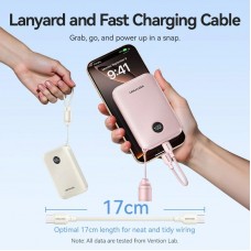 УМБ Vention 10000mAh 22.5W PD QC USB-A/2xUSB-C In/Out Pink