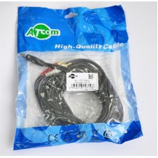 Кабель Audio 3.5мм-2RCA тюльпан Atcom 5m пакет Black