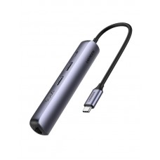 USB HUB Ugreen CM418 1Type-C 2USB 3.0 Type-C-HDMI-RJ45-USB 1000M Ethernet Gray (10919)