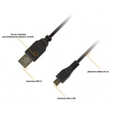 Кабель Piko USB-MicroUSB 0.3m Black (1283126474071)