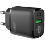 Сетевое зарядное устройство Intaleo TCGQPD220 1Type-C 1USB 3A Black (1283126509995)