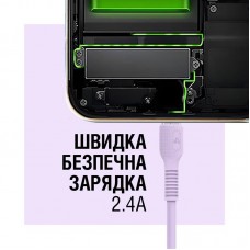 Кабель USB-microUSB ACCLAB AL-CBCOLOR-M1PP 1.2m 2.4A Purple (1283126518126)