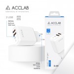 Сетевое зарядное устройство AccLab AL-TC224 2USB 2.4A 12W White (1283126538834)