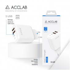 Адаптер сетевой AccLab AL-TC224 2USB 2.4A 12W White (1283126538834)