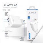 Сетевое зарядное устройство AccLab AL-TC220 1USB 1Type-C 20W White (1283126556494)