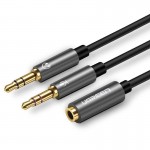 Кабель Audio 3.5мм-3.5мм Ugreen AV140 2xF/M 0.2m Black (20899)