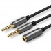 Кабель Audio 3.5мм-3.5мм Ugreen AV140 2xF/M 0.2m Black (20899)