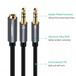 Кабель Audio 3.5мм-3.5мм Ugreen AV140 2xF/M 0.2m Black (20899)