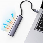 USB HUB Ugreen CM475 1Type-C 3USB 3.0 Type-C-RJ45-USB 1000M Ethernet Gray (20932)