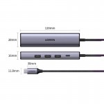 USB HUB Ugreen CM475 1Type-C 3USB 3.0 Type-C-RJ45-USB 1000M Ethernet Gray (20932)
