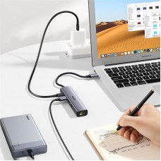 USB HUB Ugreen CM475 1Type-C 3USB 3.0 Type-C-RJ45-USB 1000M Ethernet Gray (20932)