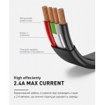 Кабель USB-Lightning Luxe Cube Flat QC 3.0 1m Black (2231252964019)