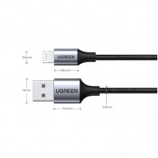 Кабель USB-Lightning Ugreen US199 2.4A 2m Black (60158)