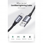 Кабель USB-Lightning Ugreen US199 2.4A 2m Black (60158)