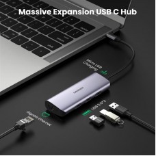 USB HUB Ugreen 3USB 3.0 Type-C-RJ45-USB 1000M Ethernet Gray (60718)