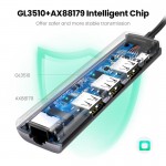 USB HUB Ugreen CM266 3USB 3.0 USB-HDMI-MicroUSB-RJ45 1000M Ethernet Gray (60812)