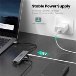 USB HUB Ugreen CM266 3USB 3.0 USB-HDMI-MicroUSB-RJ45 1000M Ethernet Gray (60812)