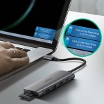 USB HUB Ugreen CM195 1Type-C 2USB 3.0 Type-C-HDMI-SD-TF-USB Cardreader Gray (70411)