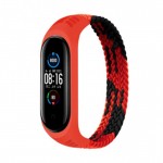 Ремешок Nylon BeCover Elastic Style для Xiaomi Mi Band 5 6 Size M Black Red (706146)