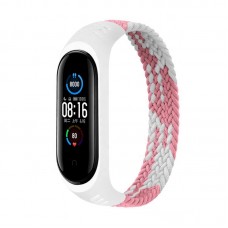 Ремешок Nylon BeCover Elastic Style для Xiaomi Mi Band 5 6 Size L Pink White (706164)