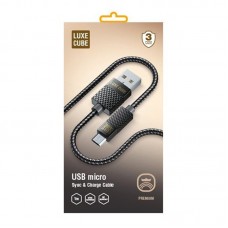 Кабель Luxe Cube Premium USB-MicroUSB 1m Grey (8886668686167)