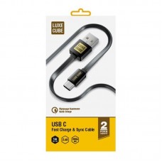 Кабель Luxe Cube Flat USB-Type-C 1m Black (8886668688895)