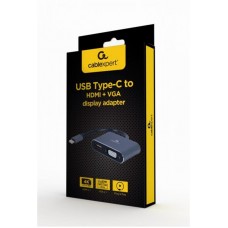 Адаптер Type-C-HDMI-VGA 4K 30 Гц Cablexpert 0.15m Black (A-USB3C-HDMIVGA-01)