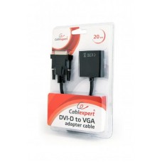 Адаптер DVI-D-VGA AB Cablexpert 0.2m Black