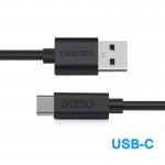 Кабель USB-Type-C Choetech 3A 1m Black (AC0002)