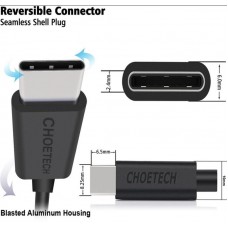 Кабель USB-Type-C Choetech 3A 2m Black (AC0003)