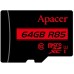 Карта памяти MicroSDXC 64GB UHS-I Class 10 Apacer + Adapter SD (AP64GMCSX10U5-R)