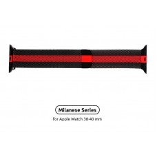 Браслет металлический Armorstandart Milanese Loop для Apple Watch 38mm 40mm Black/Red (ARM54387)