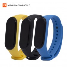 Ремешок TPU Armorstandart Silicone для Xiaomi Mi Band 3 4 Sun Sky (3шт) Black/Royal Blue/Yellow