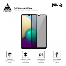 Защитное стекло Armorstandart Full Glue Anti Spy для Samsung A02 (A022) Black (ARM58646)