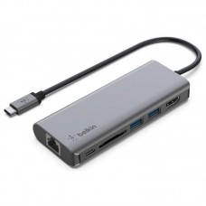 USB HUB Belkin 6в1 1Type-C 2USB 3.0 Type-C-HDMI-RJ45-SD-TF-USB Multiport Dock Gray (AVC008BTSGY)