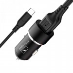 Автомобильное зарядное устройство + cable Type-C SkyDolphin SZ02T 2USB 2.4A Aluminium Black (AZP-000072)