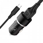 Автомобильное зарядное устройство + cable microUSB SkyDolphin SZ02V 2USB 2.4A Aluminium Black (AZP-000073)